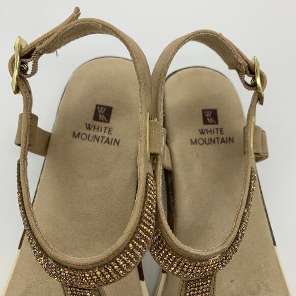 White Mountain Parana Thong Flat Sandals Size 8.5 NIB Tan T-Strap Open Toe - Picture 5 of 11